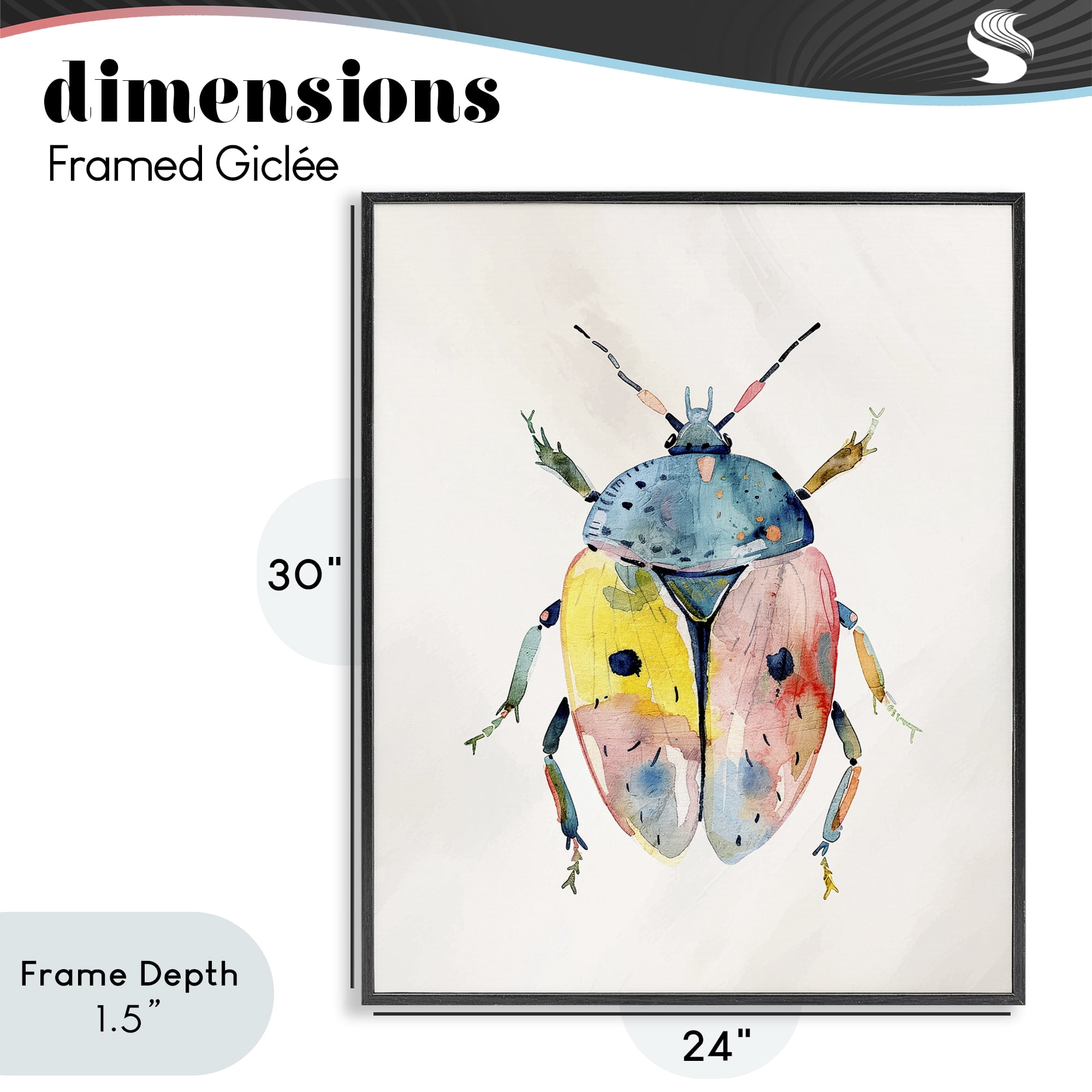 Stupell Industries Whimsical Boho Beetle Black Framed Giclee Art, design by Kim Allen