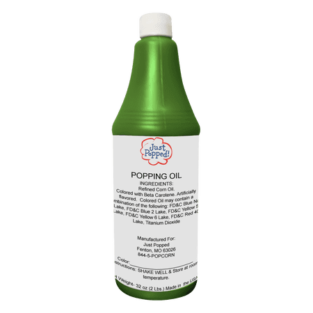 Just Popped Green Colored Popcorn Popping Oil 32 Oz