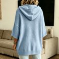 thumbnail image 5 of Women 3/4 Sleeve Button Drawstring Hooded Knit Cardigan Sweater with Pocket, 2XL, 5 of 6