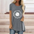 thumbnail image 4 of Pxiakgy Vente Chaude!! T-Shirt Graphique Tournesol Mignon à Manches Courtes Imprimé Vintage Mode Décontractée Col Rond Manches Courtes devant Long Dos T-Shirt Gris TG, 4 of 4