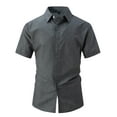 thumbnail image 4 of Men's Linen Shirts Short Sleeve Casual Shirts Button Down Shirt for Men Beach Summer Wedding Shirt, 4 of 10