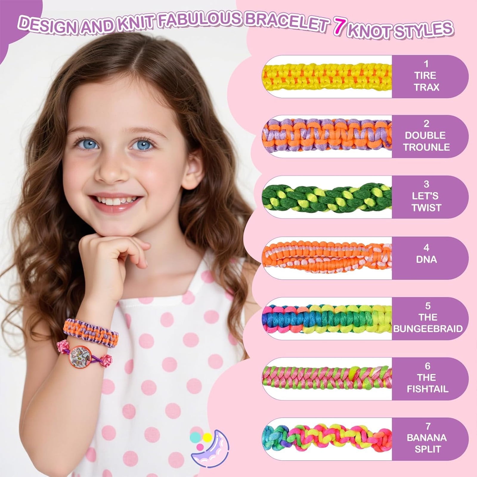 FoikYoik Friendship Bracelet Making Kit for Girls 8-12 Year Old Kid DIY Crafts for Girl Birthday Christmas Kits Toys Pink