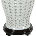 thumbnail image 2 of Oriental Furniture 16" Carved Lattice Decorative Temple Jar, white color, decorative item, 2 of 3