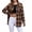 Brown, variant on Fall Jackets for Women Long Sleeve Cotton Plaid Shacket Jacket Lightweight Button Down Shirt Coats Fashion Outfits