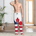 thumbnail image 2 of Fuzoiu USA Canada Flag Print Men's Pajama Pants,Lounge Pants for Men,Lounge PJ Bottoms,Sleepwear Pants with Drawstring Pockets -Medium, 2 of 6