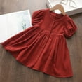 thumbnail image 2 of FAIWAD Girls Summer Cotton Dresses Puff Sleeve Round Neck Button Up Sundress Casual Party Princess Dress, 2 of 4