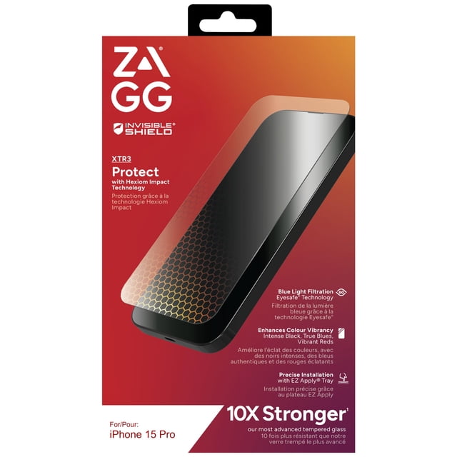 Protector de Pantalla ZAGG Glass XTR3 para iPhone 15 Pro con Filtro de Luz Azul
