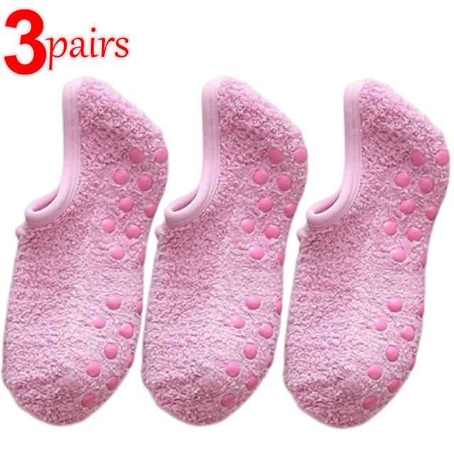 Calcetines de vellón de Coral para mujer, medias cortas de felpa gruesa, cálidas, invisibles, para dormir en el suelo, 1 o 3 pares