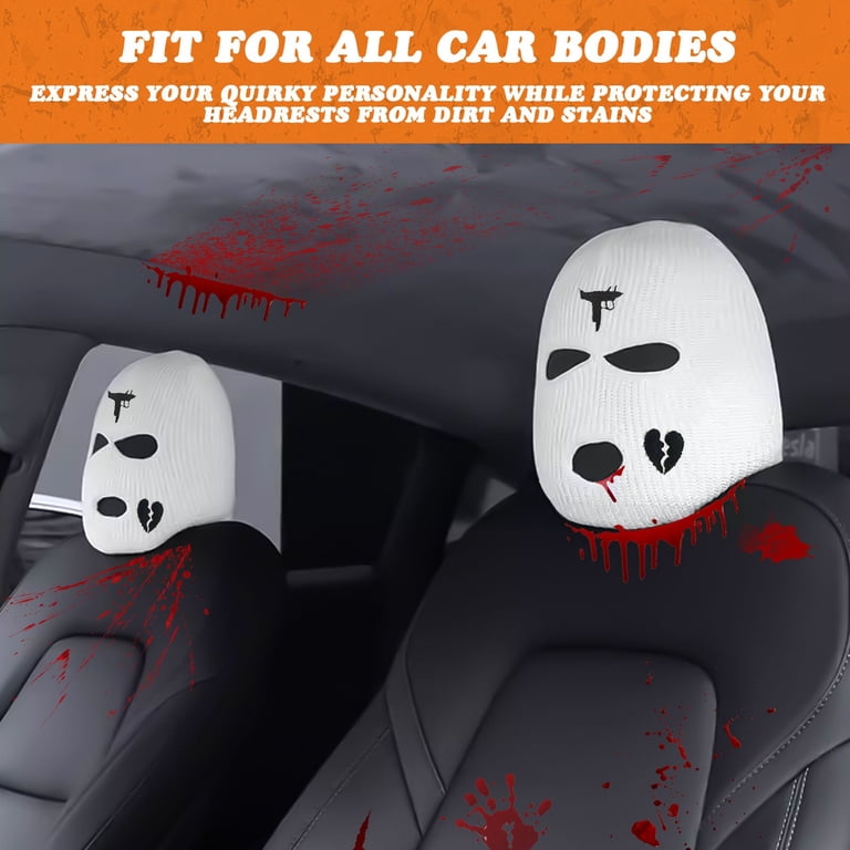 Housses De Repose-tête Voiture Halloween - Élastiques, Respirantes, 26x28 Cm, Pour Sièges Avant