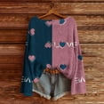 thumbnail image 3 of Women's Knit Valentine's Day Blouse Long Sleeve Crewneck Heart Graphic Print Pullover Top Navy S, 3 of 5