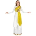 thumbnail image 3 of Aislor Women's Liturgical Worship Praise Dance Costume Long Sleeve Irregular Dress with Wide Leg Pants Yellow Dress with Pant L, 3 of 7