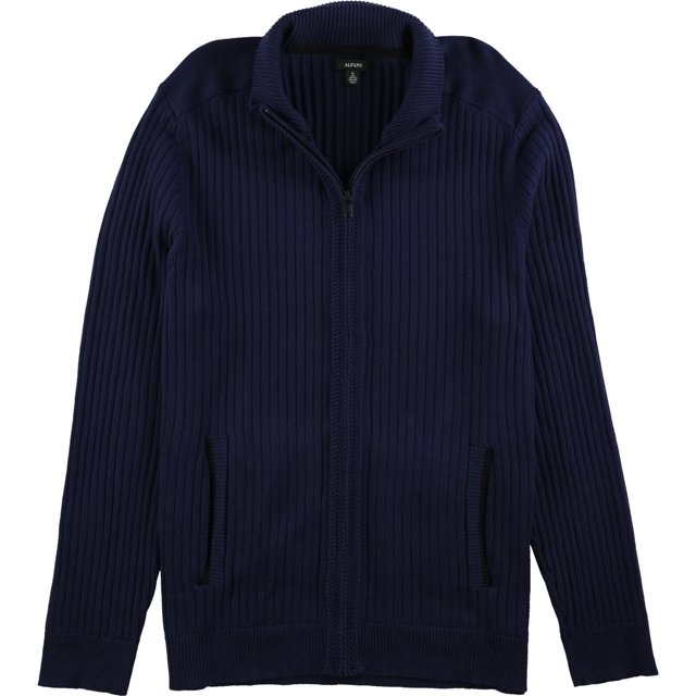 Alfani Suéter de punto con cremallera completa para hombre, azul, XX-Large