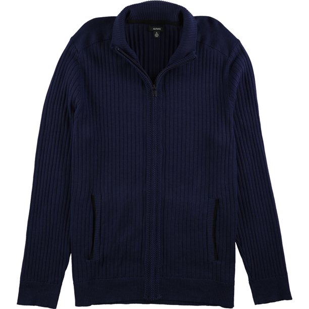 Alfani Suéter de punto con cremallera completa para hombre, azul, XX-Large