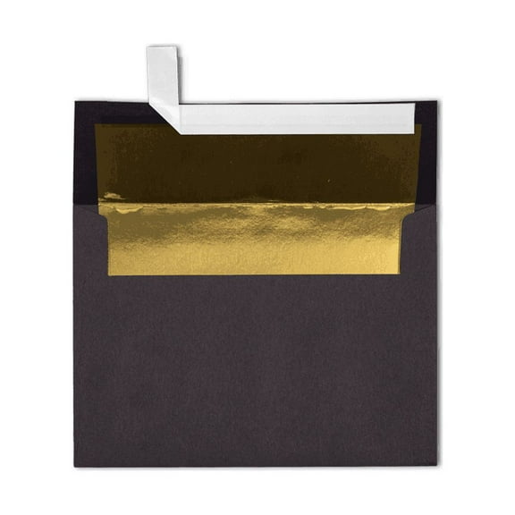 LUXPaper A7 Foil Lined Envelopes, 5 1/4 x 7 1/4, Peel & Press, 80 lb. Black w/ Gold Lining, 1000 Pack