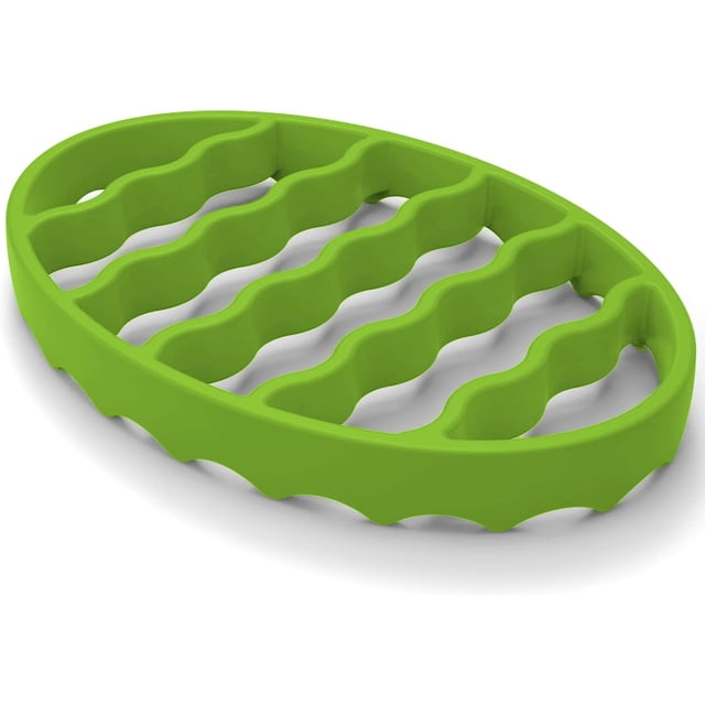Senril Silicone Roasting Rack, Steamer Rack for Baking Canning Cooking Steaming, Silicone Pressure Cooker Roasting Accessories Compatible with 6-quart and 8-quart cookers (Oval, Green)