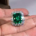 thumbnail image 3 of EOEMY Luxury Green Cubic Zircon Ring Women 925 Silver Filled Jewelry Sz 6-10-7, 3 of 5