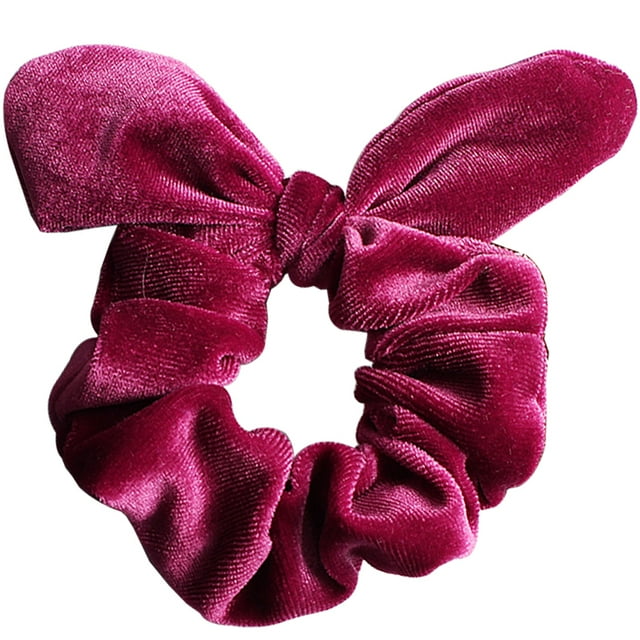 Bunny Ear Hair Scrunchie Decorative Velvet Hair Tie Solid Color Hair Scrunchie