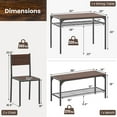 thumbnail image 5 of Demi Bonn 4-Piece Dining Table Set with Bench and 2 Chairs, 43"dustrial Kitchen Table with Metal Frame and Storage Rack, Perfect for Small Space, Walnut, 5 of 12