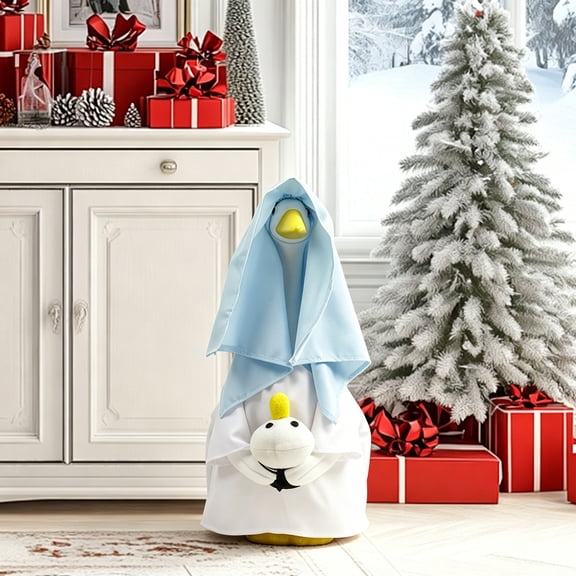 SUORE Christmas Porch Goose Outfits, Cute Winter Porch Goose Clothes, Seasons Costumes for 23" Plastic Goose Statue Patio Yard Garden Lawn Outdoor Decors, Christmas Outdoor Decor