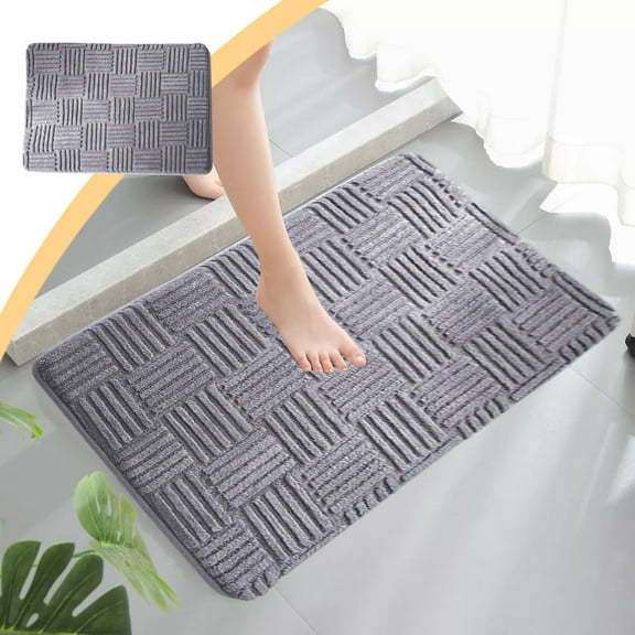 Super Absorbent Bath Rugs - Bathroom Water-Absorbing Door Mat, Convenient Wash Lightweight Fabric Mat, Non-Slip Floor Mat
