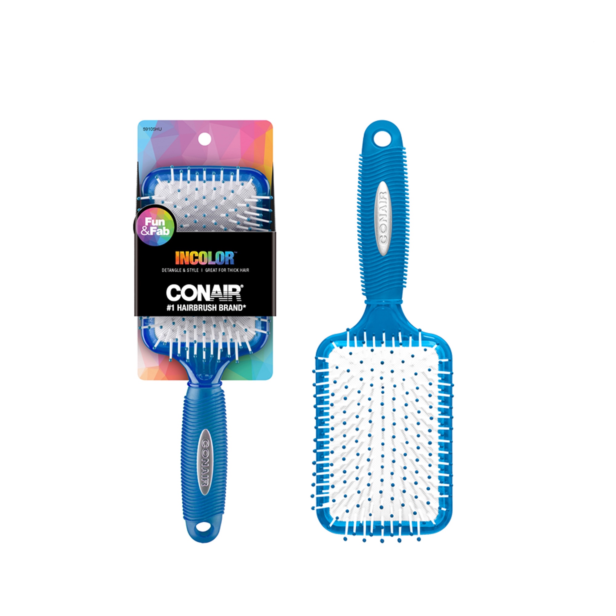 Conair in Color Nylon Bristle Paddle Hairbrush, Colors Vary - image 4 of 9