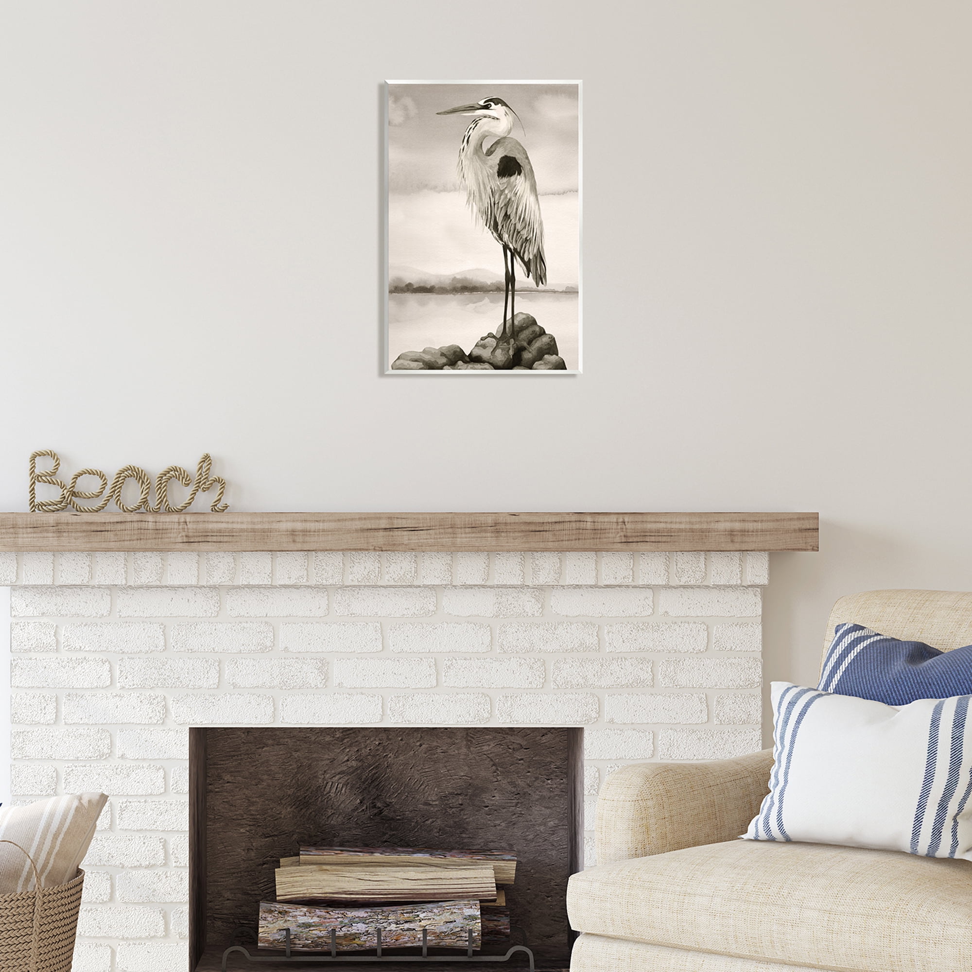 Stupell Industries Grey Heron Perched Animals & Insects Painting Unframed Art Print Wall Art, 13 x 19