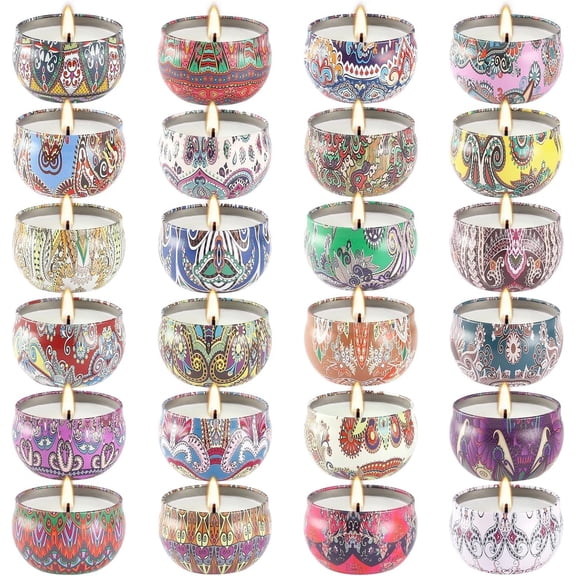 Scented Candles Gifts Set 24 Pack Soy Wax Travel Tin Jar Candles for Home 2.5 OZ jar Candles for Mom for Christmas, Birthday, Thanksgiving, Mother's Day