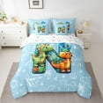 thumbnail image 2 of Feelyou Cartoon Dinosaur Bedding Comforter Set 7pcs for Boys, Initial Letter N King Bedding Sets, Cartoon Theme Reversible Bed Sheets, Microfiber Bedroom Decor, 3-Piece, 2 of 7
