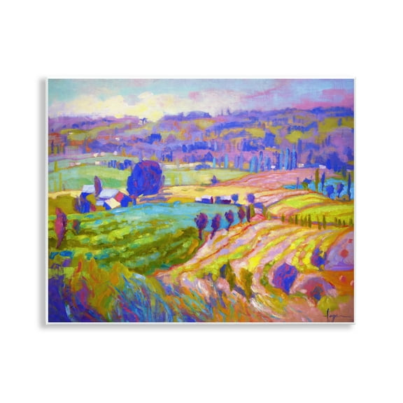 Stupell Industries Classic Farm Purple Accents Landscape & Nature Painting Unframed Art Print Wall Art, 14 x 11