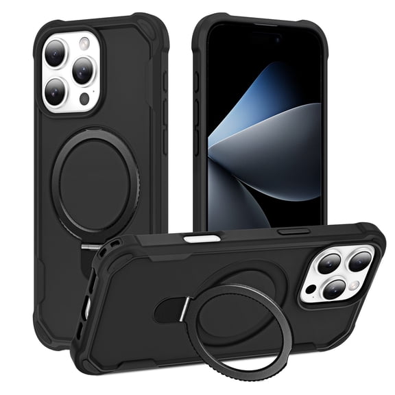 for iPhone 12 Pro / 12 6.1" Case Magnetic Finger Ring Holder Kickstand Compatible with Magsafe Military Grade Drop Protection Heavy Duty Men Women Rugged Cover for iPhone 12 Pro / 12 6.1",Black