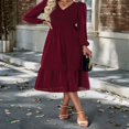 thumbnail image 3 of Long Sleeve A-Line Dress with Ruffled Hem for Women Maternity, 3 of 9