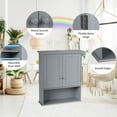 thumbnail image 6 of GLACER Wall Mounted Storage Cabinet, Bathroom Medicine Cabinet with Adjustable Shelf and Double Doors, Wall Cabinet for Bathroom, Living Room, Kitchen or Entryway, 23.5 x 8 x 28 inches (Grey), 6 of 15