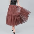 thumbnail image 2 of Riforla Women's A Line Tulle Party Dinner Tutu Skirt Brown Stretchy High Waisted Flared Skirt Womens Skirts Brown One Size, 2 of 6