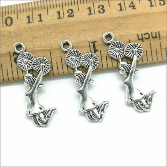 U8MO 20/80X cheerleader Antique Silver Charms Pendants Jewelry Making DIY 28*10mm-20pcs