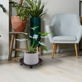 thumbnail image 3 of Luxcidy 10.23" Plant Caddy, Plant Pallet with Brake Wheels, Moving Plant Pot Saucer, Plant Roller Dolly for Indoor or Outdoor Heavy Duty Planter (Coffer), 3 of 4