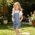 thumbnail image 5 of Bobifish Toddler Girls Suspender Dress Kids Girls Sleeveless Plaid Printed Cross Back Dress With Pocket Casual Kids Girls Dresss, 5 of 6