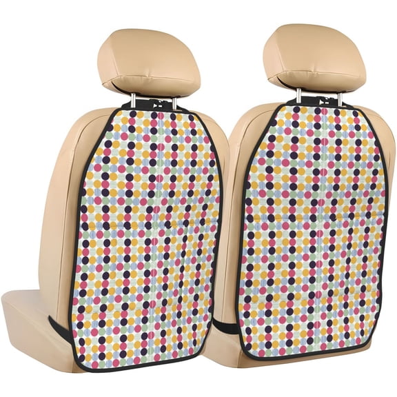 Fuzoiu Polka Dot Print 2 Pack Kick Mat Back Seat Protector With 3 Storage Pockets, Universal Car Seat Back Organizer For Kids Pets, Waterproof Backseat Protector For Most Car