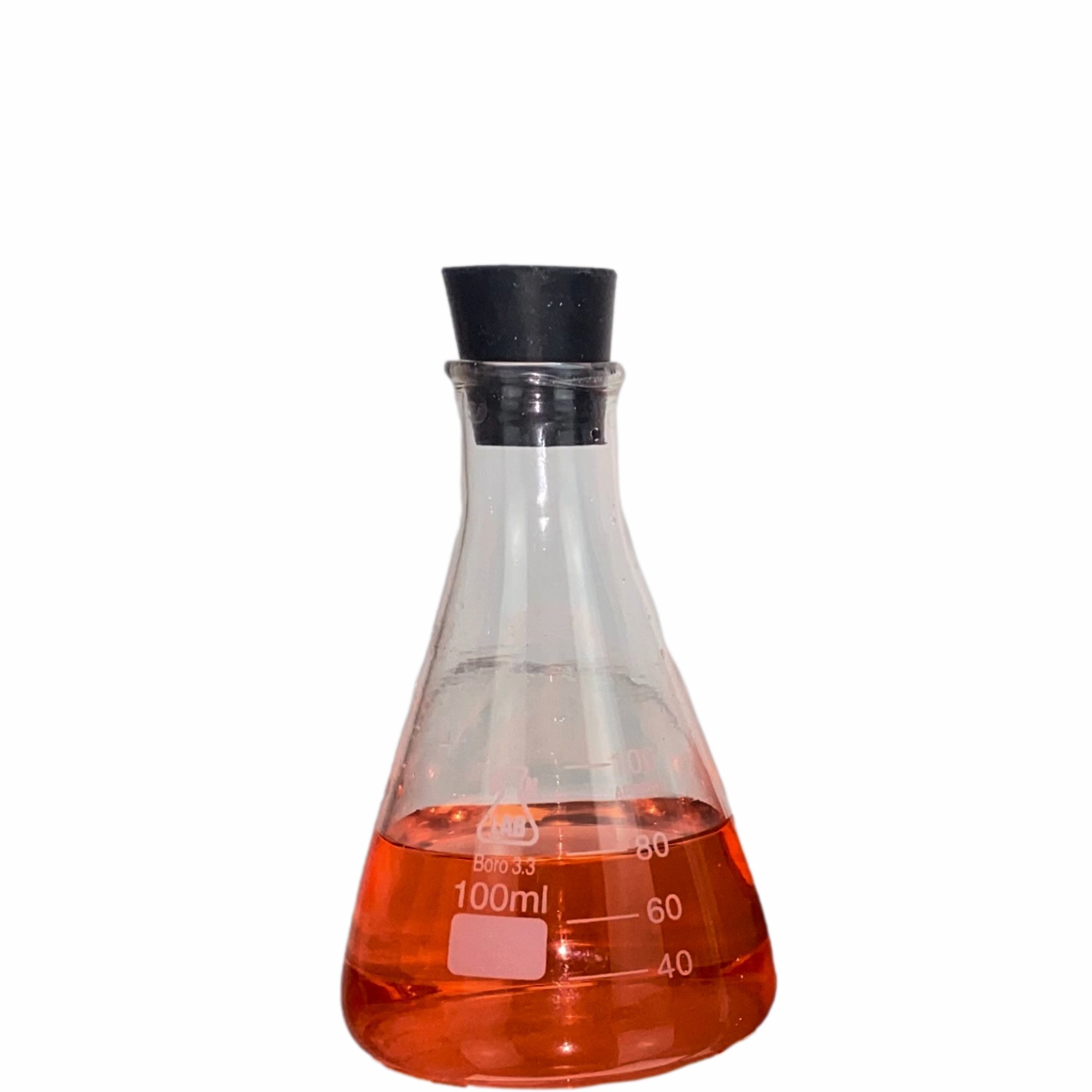 Erlenmeyer Flask Borosilicate Glass Conical 100ml wRubber Stopper 4