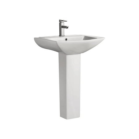 Swiss Madison SM-PS306 White Sublime 23-5/8" Rectangular Pedestal Ceramic Bathroom Sink