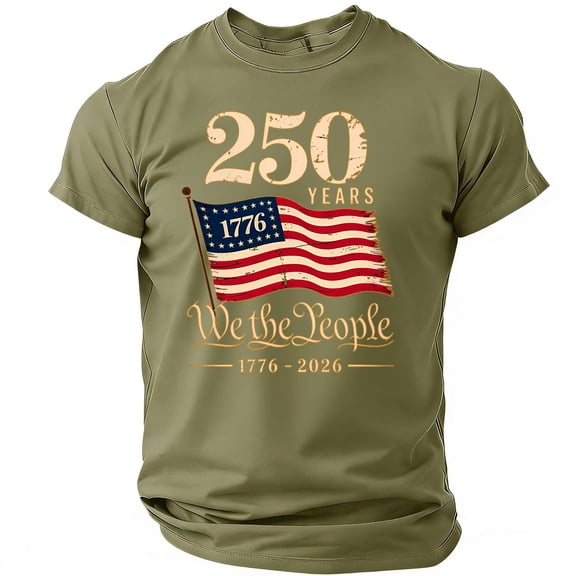 America 250th Anniversary Men's Patriotic T Shirt We The People 1776-2026 USA Freedom Tee