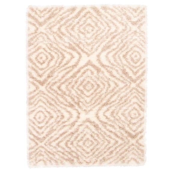 eCarpetGallery Modern Living Room Area Rug, 6'7" x 9'6", Ivory, Tan, Agadir Abstract