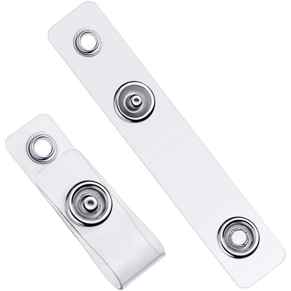 Lsupdaol Clear ID Badge Holder Strap Plastic Badge Strap with Snap and Eyelet Vinyl Badge Clips for Card Holder, Lanyards, Key Rings (50 Pieces)