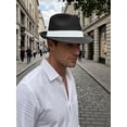 thumbnail image 4 of Gustave Straw Trilby Fedora Hat for Men Women Short Brim Panama Sun Hat Summer Breathable Beach Hat - Black, 4 of 8
