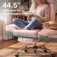 thumbnail image 3 of Genpo Cross Legged Office Chair, Criss Cross Desk Chair with Wheels, Pink Teddy Fleece Big and Tall Reclining Office Chair 500lbs with Foot Rest, Reversible Armrests & Wide Seat, 3 of 6