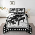 thumbnail image 2 of Manfei Black White Piano Queen Comforter Set, Pop Music Melody Bedding Comforter Set, Teen Boy Girl Kid Bedding Set, Ultra Soft Home Decor, 3pcs, 2 of 8