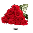 thumbnail image 4 of Cateissary 10 UNIDS Flores Artificiales Seda Ligero Realista Ramo de Rosas de Tallo Largo Arreglo Boda Fiesta Regalo Decoraciones Decoración Rojo Cateissary HA084444-03, 4 of 6