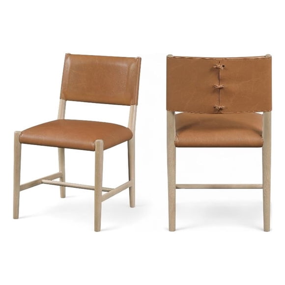 Meridian Furniture Andie Chaise de Salle à Manger en Cuir Végane Couleur Cognac (Ensemble de 2)