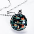 thumbnail image 2 of Christmas Glass Design Circular Pendant Necklace - Stylish Necklaces for Women, 2 of 5