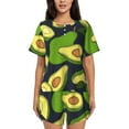 thumbnail image 1 of Fotbe Fresh Avocado Conjunto de Pijama Estampado para Mujer, 2 Piezas, Ropa de Dormir con Camiseta de Manga Corta y Shorts Suaves-Large, 1 of 6