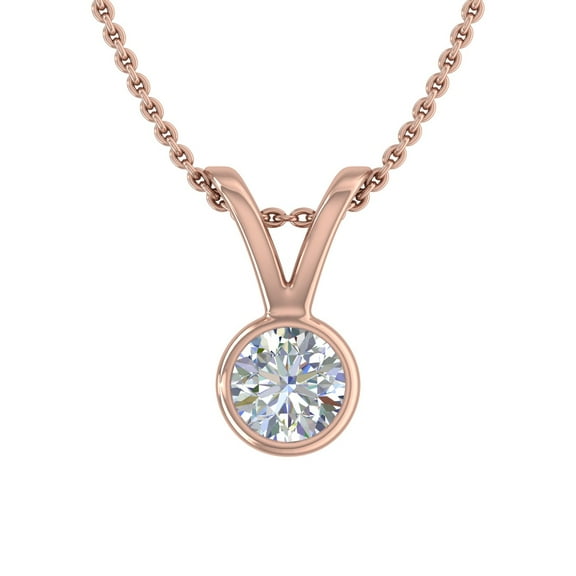 1/4 Carat Diamond Solitaire Pendant Necklace in 14K Rose Gold (Included Silver Chain)